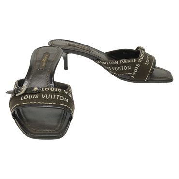 LOUIS VUITTON Sandals Shoes Heel Brown Used Women size 34 LV