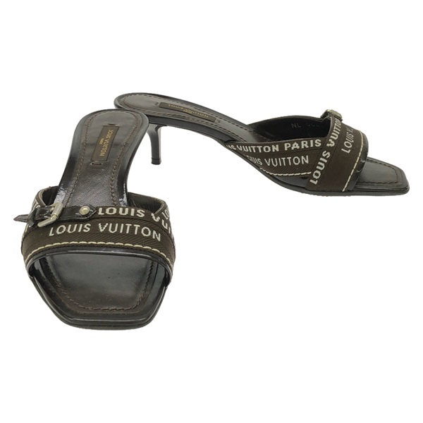 LOUIS VUITTON Sandals Shoes Heel Brown Used Women size 34 LV