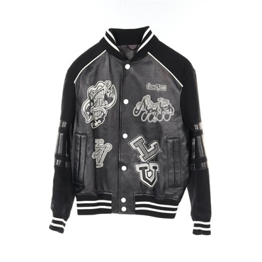 LOUIS VUITTON Logo Varsity Blouson jacket #44 RM231M U35 HOL07E leather wool BK