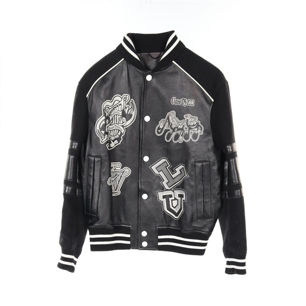 LOUIS VUITTON Logo Varsity Blouson jacket #44 RM231M U35 HOL07E leather wool BK