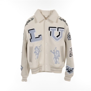 LOUIS VUITTON Multi-patch mixed leather jacket RM222 MJY HNL91E wool White Used
