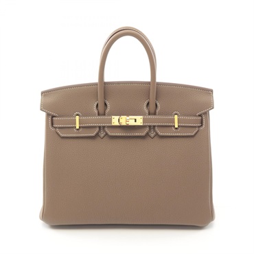 HERMES Birkin 25 Hand bag Z Togo leather Etoupe Grey Used GHW