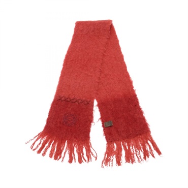 LOEWE Anagram Scarf wool Mohair Red Used Women