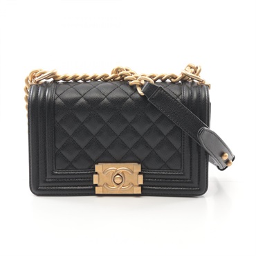 CHANEL Boy Chanel Small Shoulder Bag A67085 Grained calf Black Used Women