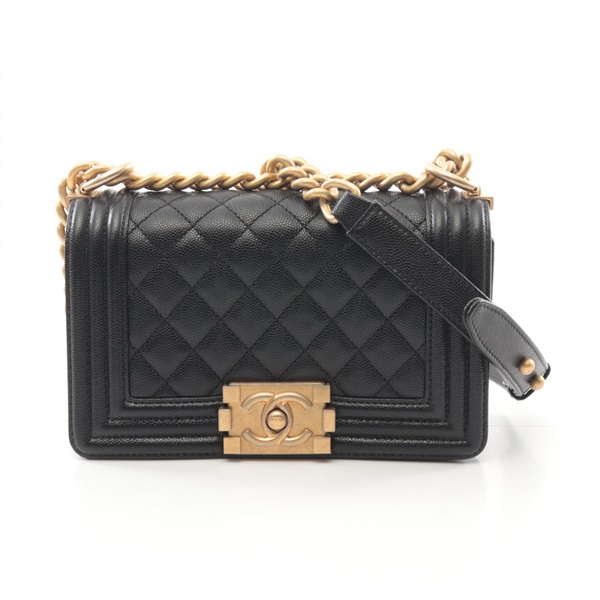 CHANEL Boy Chanel Small Shoulder Bag A67085 Grained calf Black Used Women