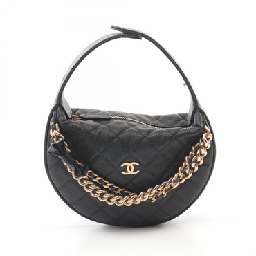 CHANEL Matelasse Handbag AP3943 Grained Calf Black Used Women