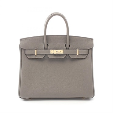 HERMES Birkin 25 Handbag Taurillon Maurice leather Gray Grimayer Used Women GHW
