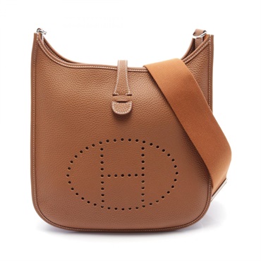 HERMES Evelyne 3 PM Shoulder crossbody Bag W Taurillon Clemence Gold Used SHW