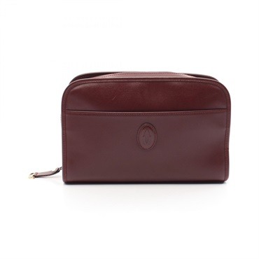 CARTIER Must Line business clutch bag leather Bordeaux Used unisex