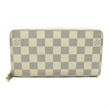 LOUIS VUITTON Zippy Around long wallet purse N60019 Damier Azur Beige Used