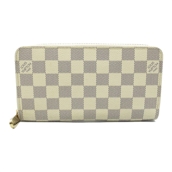 LOUIS VUITTON Zippy Around long wallet purse N60019 Damier Azur Beige Used