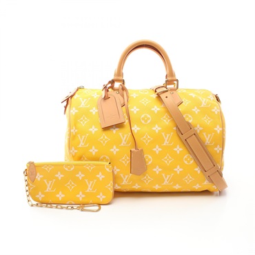 LOUIS VUITTON Speedy P9 Bandouliere 40 2way Hand bag M24419 leather Yellow Used