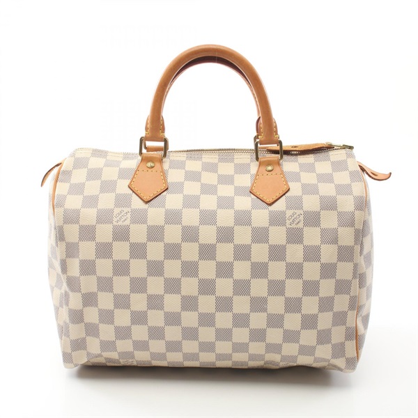 LOUIS VUITTON Speedy 30 Handbag N41533 Damier Azur canvas leather White Used LV