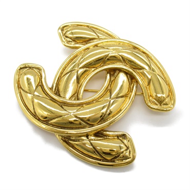 CHANEL COCO Mark Brooch pin CC Gold Plated Used Women