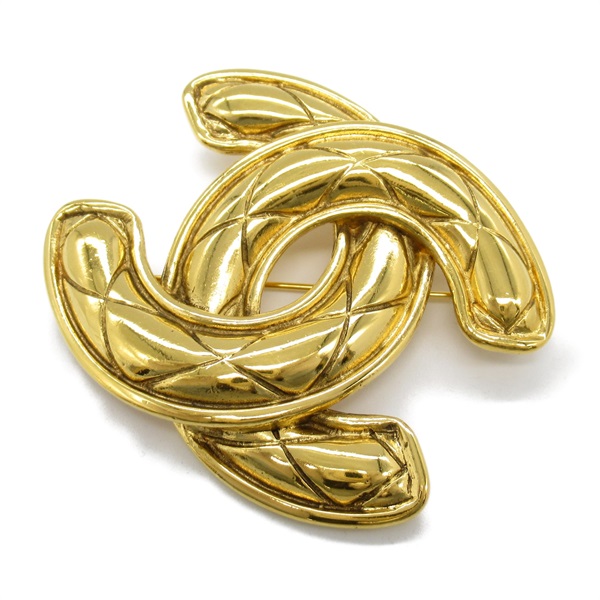 CHANEL COCO Mark Brooch pin CC Gold Plated Used Women