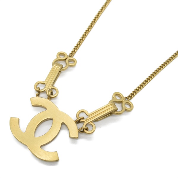 CHANEL COCO Mark Necklace Pendant Gold Plated Matt Used women CC