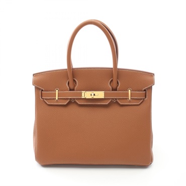 HERMES Birkin 30 Hand bag W Togo leather Brown Gold GHW