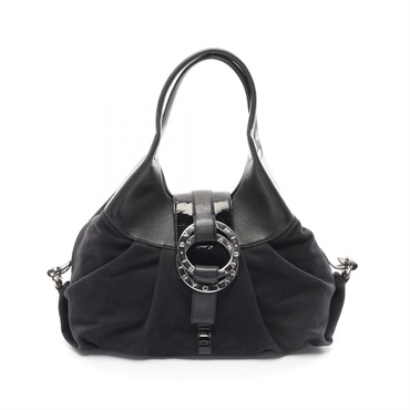 BVLGARI Chandra Hand shoulder bag canvas Patent leather Black Used