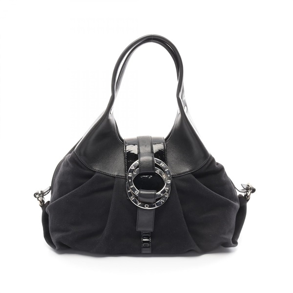 BVLGARI Chandra Hand shoulder bag canvas Patent leather Black Used