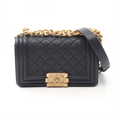 CHANEL Boy Chanel Small chain Shoulder Bag A67085 leather Navy Used