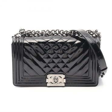 CHANEL Boy chanel chain Shoulder Bag A90191 Patent leather Black Used SHW
