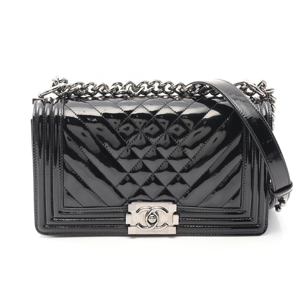 CHANEL Boy chanel chain Shoulder Bag A90191 Patent leather Black Used SHW