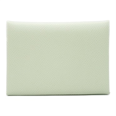 HERMES Calvi Duo Verso Card Case W.UY004TM Epsom leather Green Used Women W SHW