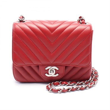 CHANEL Mini flap chevron V-stitch chain Shoulder Bag A35200 leather used SHW