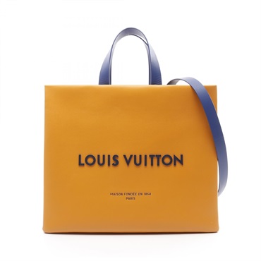 LOUIS VUITTON Shopper Tote MM shoulder crossbody Bag M24457 leather Saffron LV
