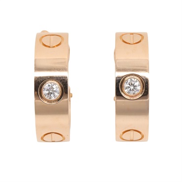 CARTIER Love Hoop Diamond Pierced earrings 18KPG Pink Rose Gold Used women