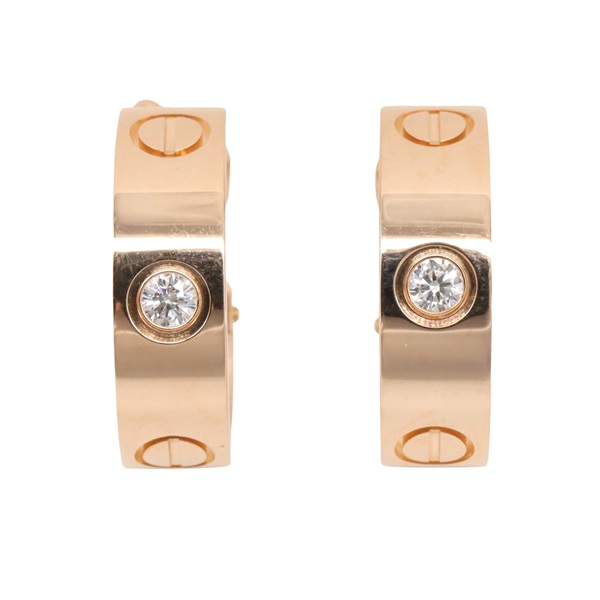 CARTIER Love Hoop Diamond Pierced earrings 18KPG Pink Rose Gold Used women