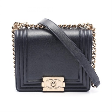 CHANEL Boy chanel 2way Chain Shoulder Bag AS3018 leather Navy Used Women GHW CC