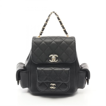 CHANEL Matelasse Backpack AS4399 leather Grained calfskin Black Used Women GHW