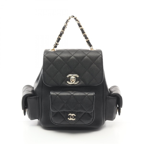CHANEL Matelasse Backpack AS4399 leather Grained calfskin Black Used Women GHW
