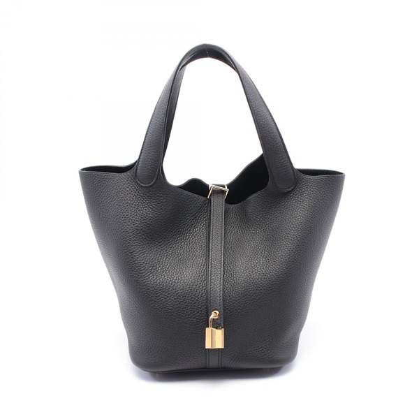 HERMES Picotin Lock MM Tote Handbag Clemence leather Black Used Women GHW W