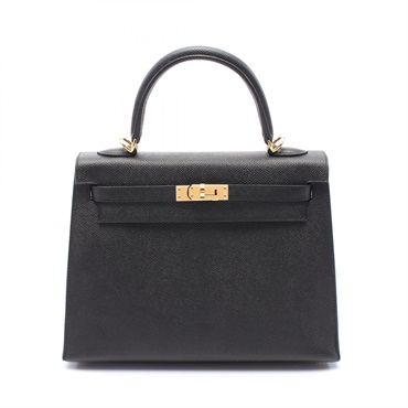 HERMES Kelly 25 2way Shoulder Handbag Epsom leather Black Used Women GHW U