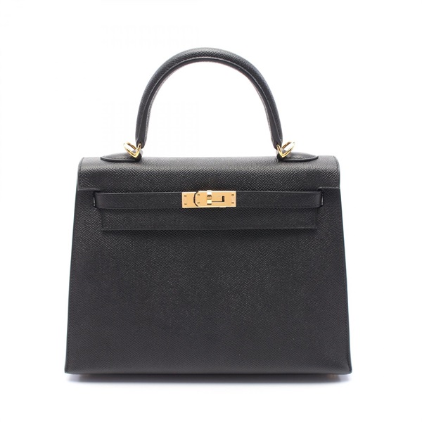 HERMES Kelly 25 2way Shoulder Handbag Epsom leather Black Used Women GHW U