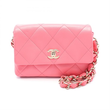 CHANEL Matelasse CHANEL logo chain Shoulder Bag AS2299 leather Pink Used GHW CC