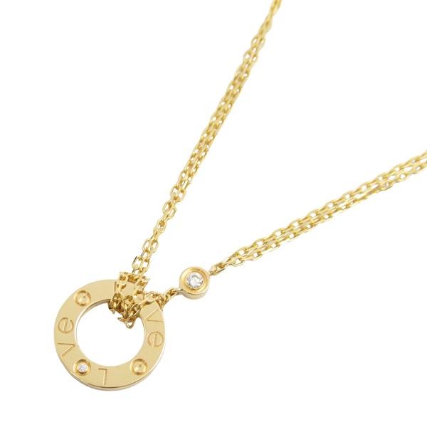 CARTIER Love Circle Necklace 2P Diamond 18KYG Yellow Gold Used women