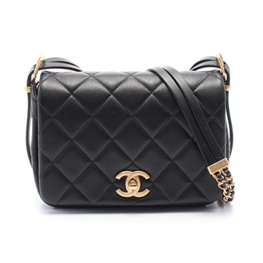 CHANEL Matelasse Chain Shoulder crossbody Bag AS4340 leather Black Used Women CC