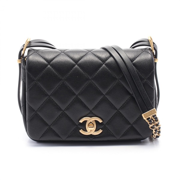 CHANEL Matelasse Chain Shoulder crossbody Bag AS4340 leather Black Used Women CC