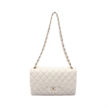 CHANEL Jumbo Matelasse 30 W Flap Shoulder Bag A58600 leather White Used Women CC