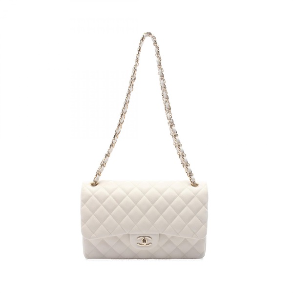 CHANEL Jumbo Matelasse 30 W Flap Shoulder Bag A58600 leather White Used Women CC