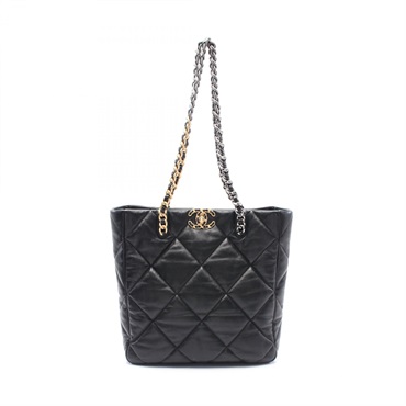 CHANEL 19 matelasse Chain Tote Shoulder Bag AS3519 leather Black Used Women CC