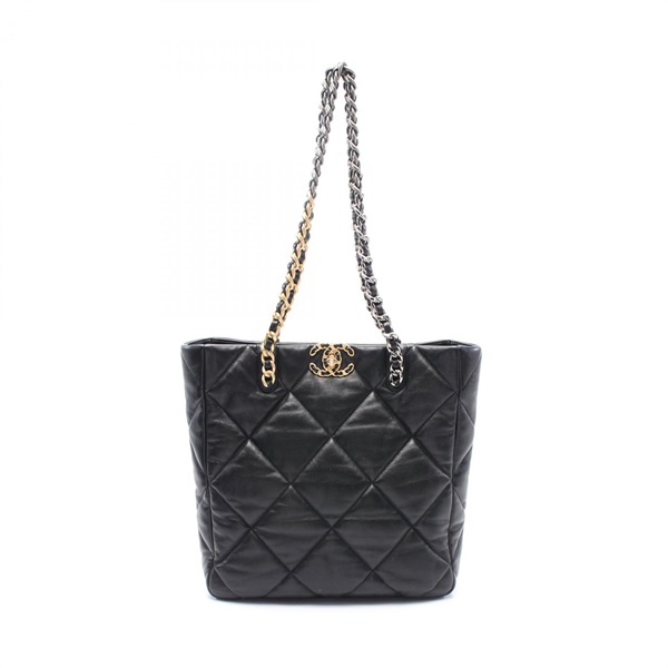 CHANEL 19 matelasse Chain Tote Shoulder Bag AS3519 leather Black Used Women CC