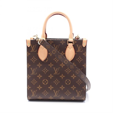 LOUIS VUITTON Sac Plat BB Hand crossbody bag M45847 Monogram leather Brown Used
