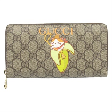 GUCCI Around long wallet Bananya purse 701060 canvas Beige Yellow Used