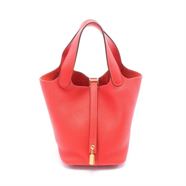 HERMES Picotin Lock PM Hand bag Y Taurillon Clemence Rouge tomate Used GHW