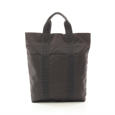 HERMES Herline Cabas Tote hand Bag Nylon canvas Gray Used