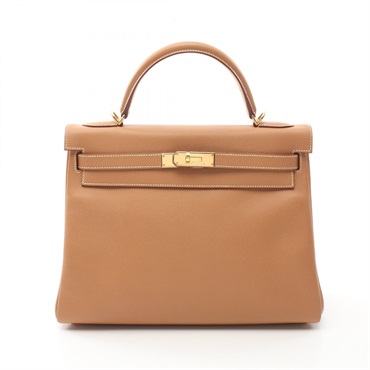 HERMES Kelly 32 Hand shoulder bag E Inside stitched Courchevel Natural Used GHW